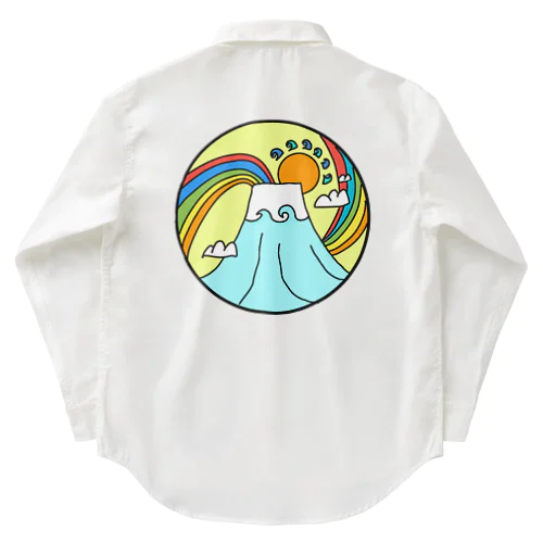 japan mount Fuji rainbow Work Shirt