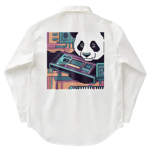 電子音楽を作るパンダ ワークシャツ