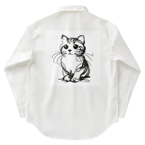 一筆書きで描かれたかわいい猫のイラスト Work Shirt