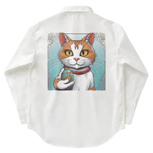 瓶持ち猫 Work Shirt