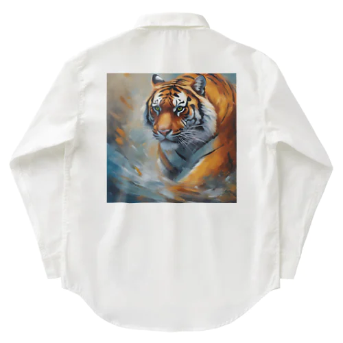 精力的なトラ ワークシャツ