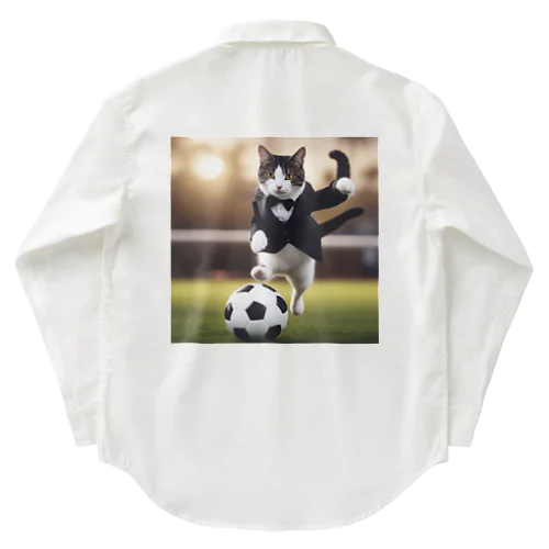 タキシード猫（サッカー） ワークシャツ