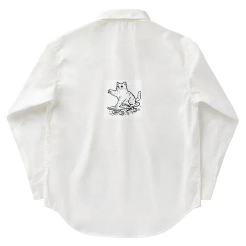 スケートボード猫 Work Shirt