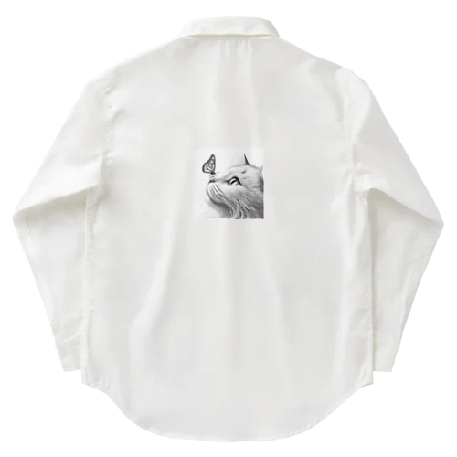 猫と蝶 Work Shirt