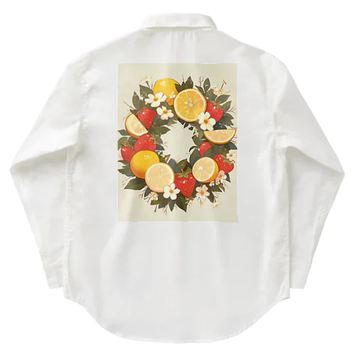 レモンとリンゴとイチゴのリース　なでしこ1478 ワークシャツ