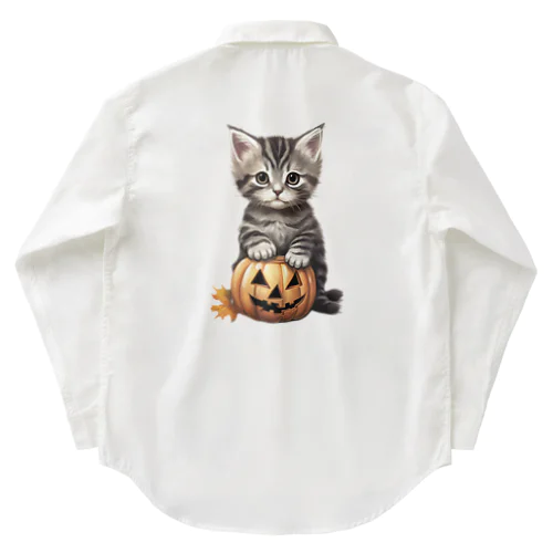 かぼちゃと猫 ワークシャツ