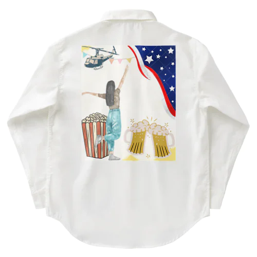 ビール大好きアメリカン女の子 Work Shirt