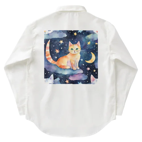 月と猫 ワークシャツ