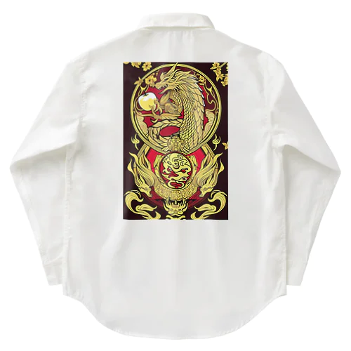 金運上昇金のリンゴと龍 Work Shirt