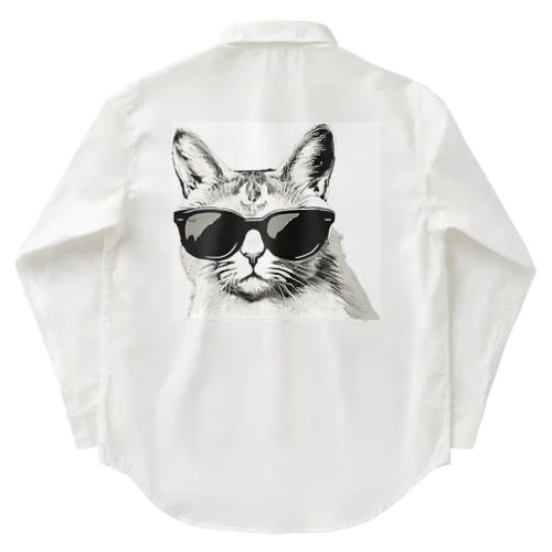 Monochrome Cat Shades ワークシャツ