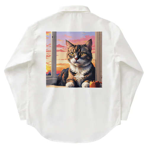 夕日と猫 Work Shirt