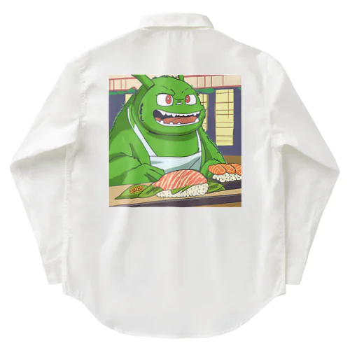 寿司職人を目指す緑の妖怪 ワークシャツ