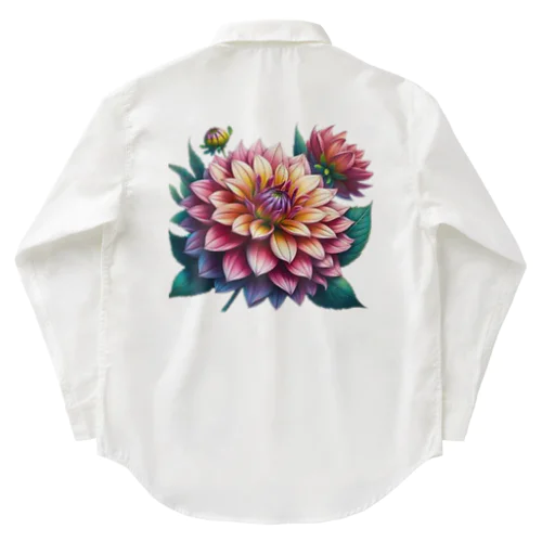 ふんわりした花「ダリア」 Work Shirt