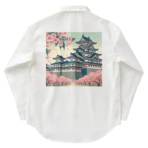 Spring in Himeji, Japan: Ukiyoe depictions of cherry blossoms and Himeji Castle Work Shirt
