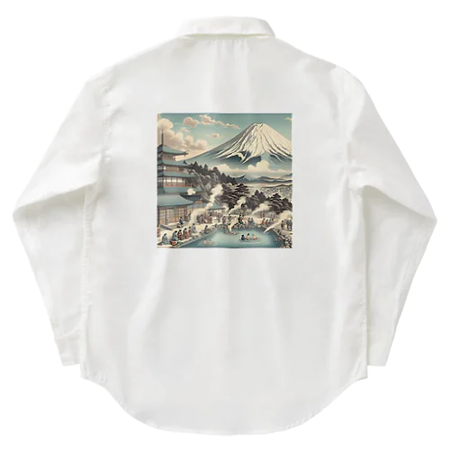 Japan Mt. Fuji Sento Bathhouse Beautiful scenery Work Shirt