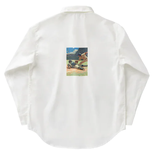 ２塁ランナー勇躍ホームイン Work Shirt