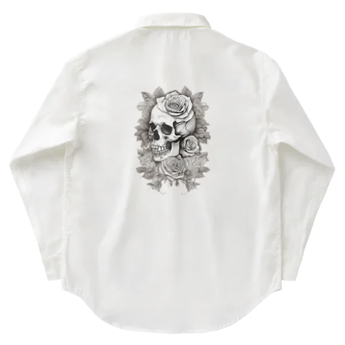 骸骨　薔薇　デザインTシャツ　アート　グラフィック ワークシャツ