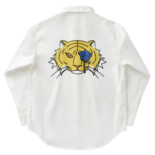 大好きな虎と薔薇でデザインしました！ ワークシャツ