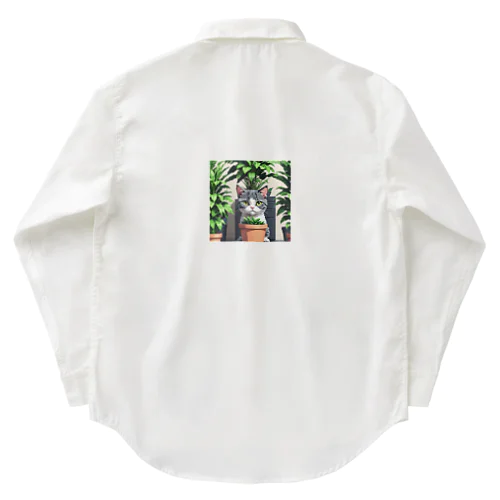 植物と猫 Work Shirt