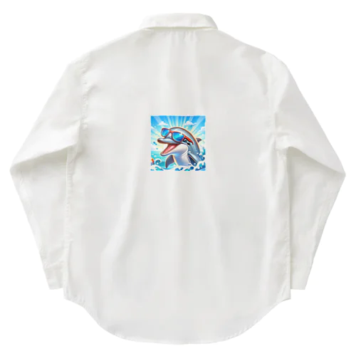 ### タイトル 「サングラスをかけたハッピーなイルカ - 喜びと活力の海の友! Work Shirt