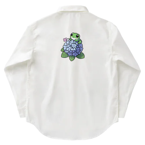 あじさいの花と🐸カエル君 Work Shirt