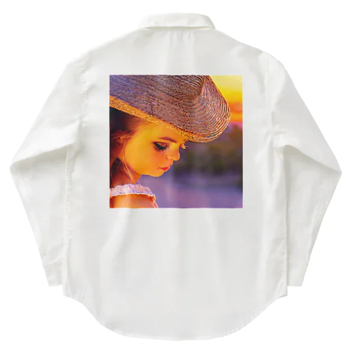 麦わら帽子のクラシックガール Work Shirt