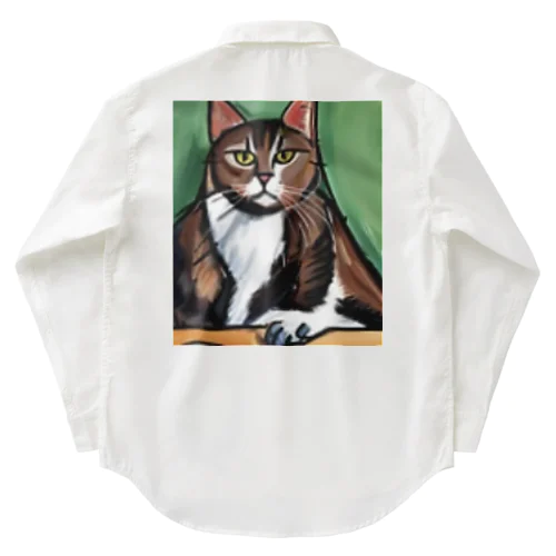 どっしりかまえる猫ちゃん Work Shirt