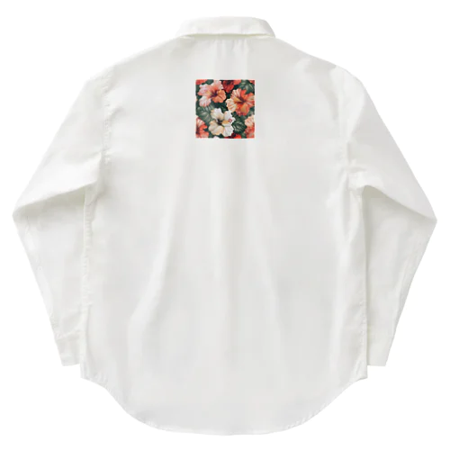 色合い鮮やか花ハイビスカス Work Shirt