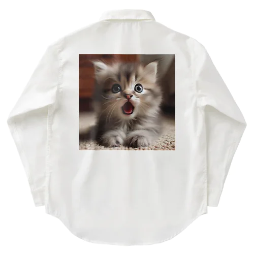 ビックリした子猫 ワークシャツ