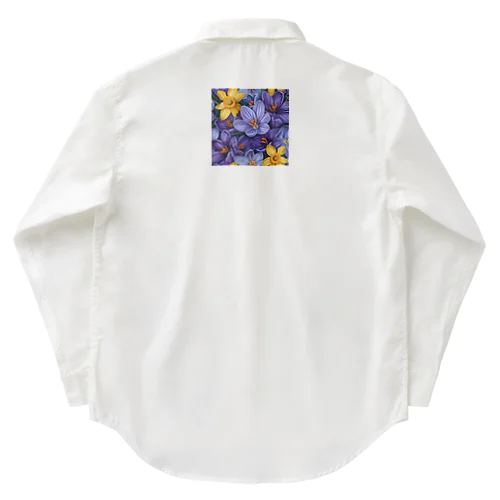 紫色のクロッカスの花　黄色のダッフォディルの花　イラスト Work Shirt