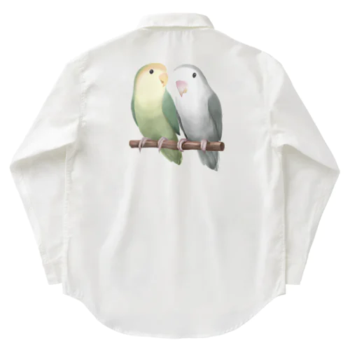 コザクラインコ　モーブとオリーブ【まめるりはことり】 Work Shirt