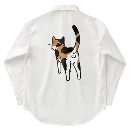 ねこけつω（三毛猫、背面） Work Shirt