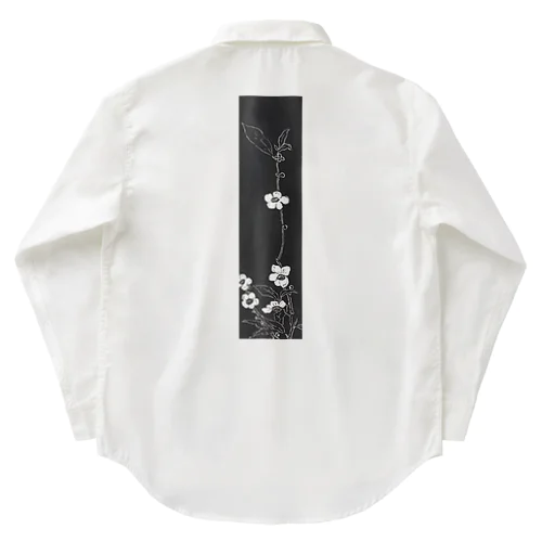 白と黒　花模様 Work Shirt
