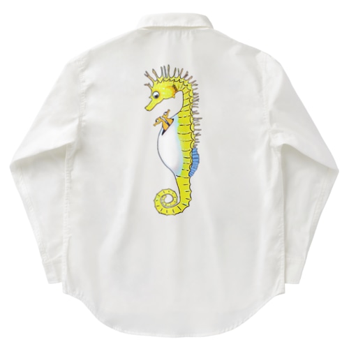 タツノオトシゴさんはイクメンです　バックプリントバージョン Work Shirt