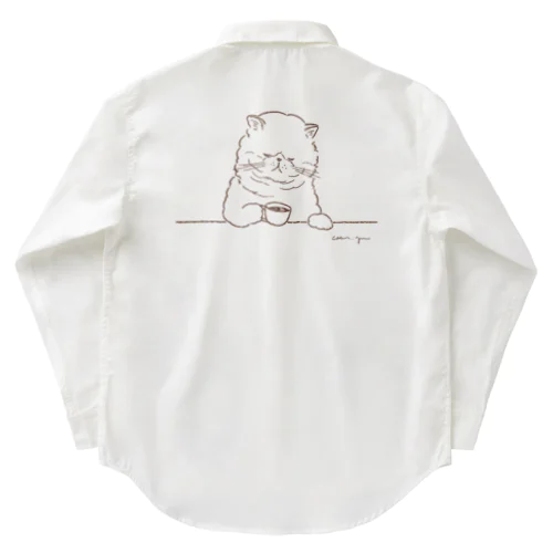 猫と珈琲（印刷インクカラー：ココアブラウン） Work Shirt