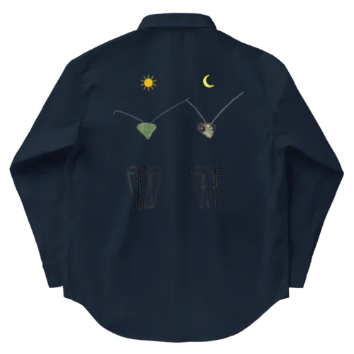 カマキリの昼と夜の複眼（絵文字、背景透過ver） Work Shirt