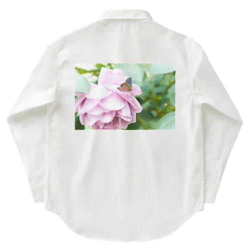 秋の薔薇と蝶 Work Shirt