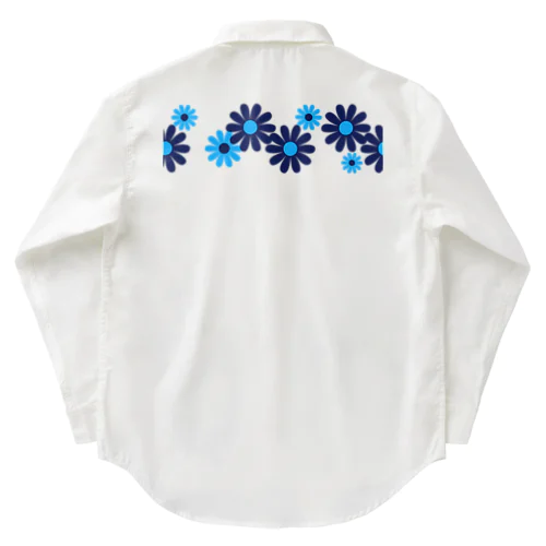 レトロ風花(8枚)青・水色 ワークシャツ