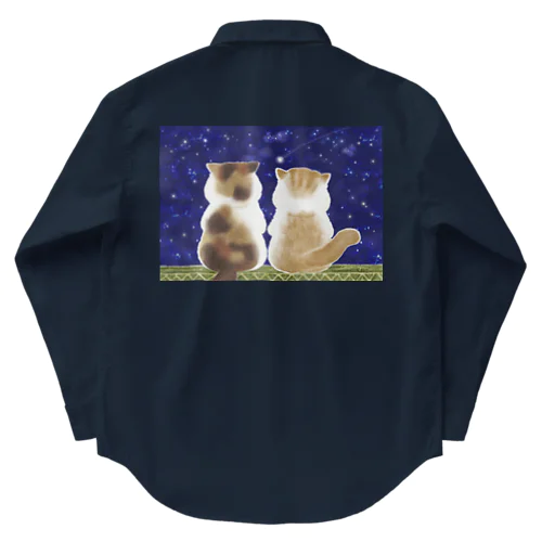 猫と星空 Work Shirt