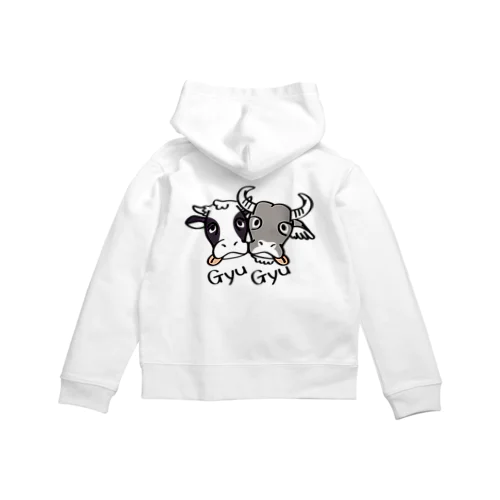 キッズサイズ　バックプリント　牛のギュウギュウ Zip Hoodie