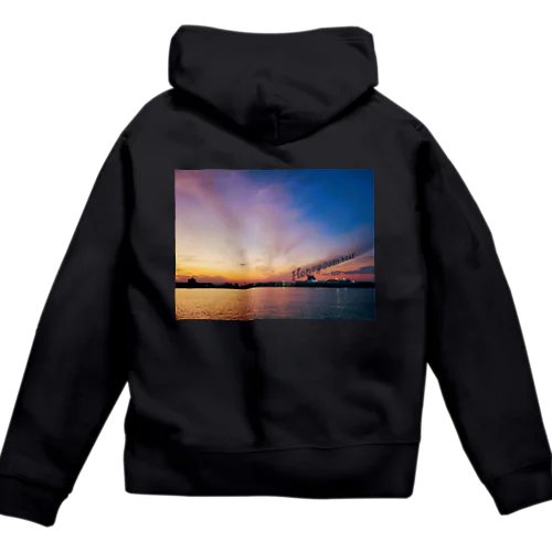 フェリー乗り場の夕日 Zip Hoodie