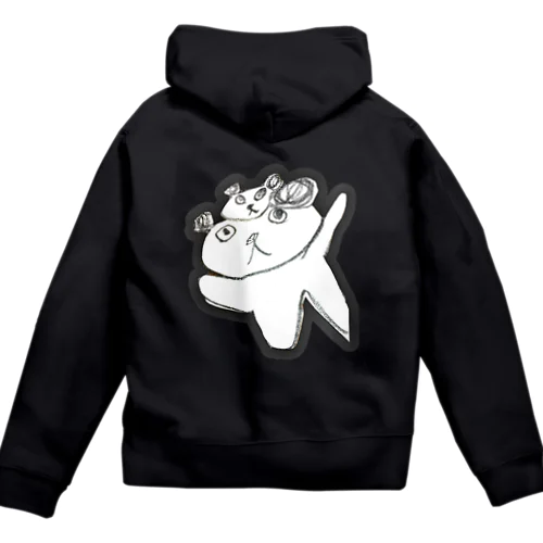 パンダのお面をつけたパンダ Zip Hoodie