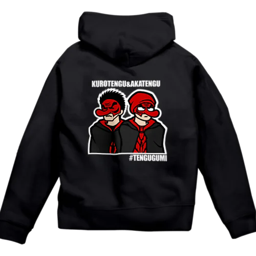 マント天狗アウター（白文字） Zip Hoodie