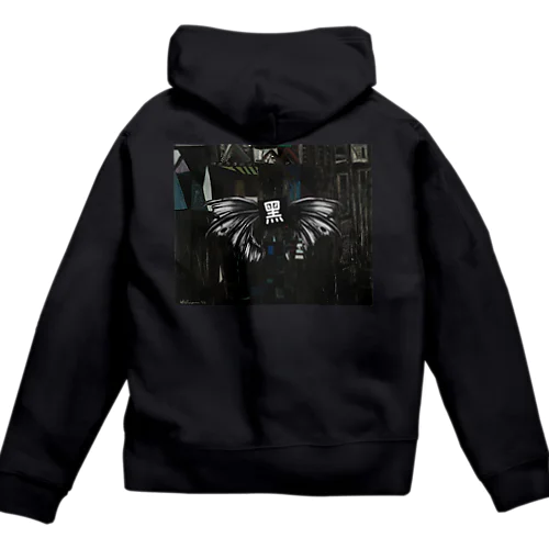 黑いパーカー 蝶 Zip Hoodie