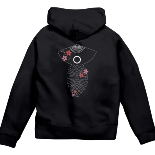 逆扇 桜白 Zip Hoodie