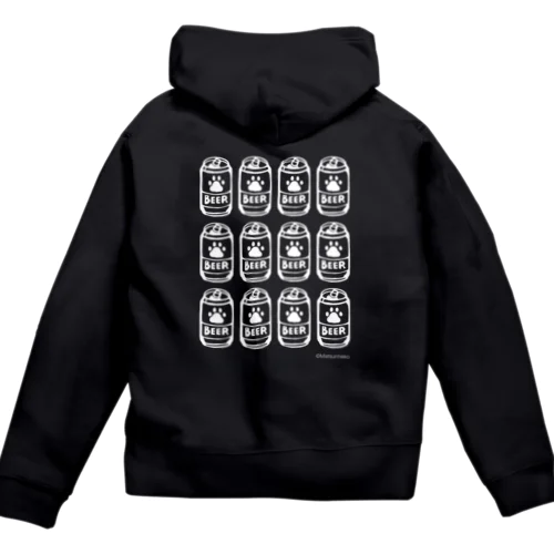 肉球印ビール(生地濃色) Zip Hoodie