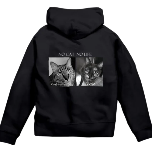 ジップパーカー NO CAT NO LIFE （白文字） Zip Hoodie