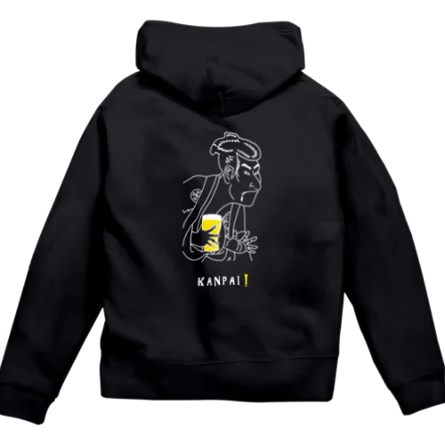 名画 × BEER（写楽）白線画 Zip Hoodie