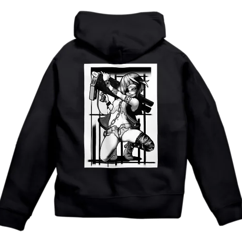 ランチャーガール（モノクロ） Zip Hoodie