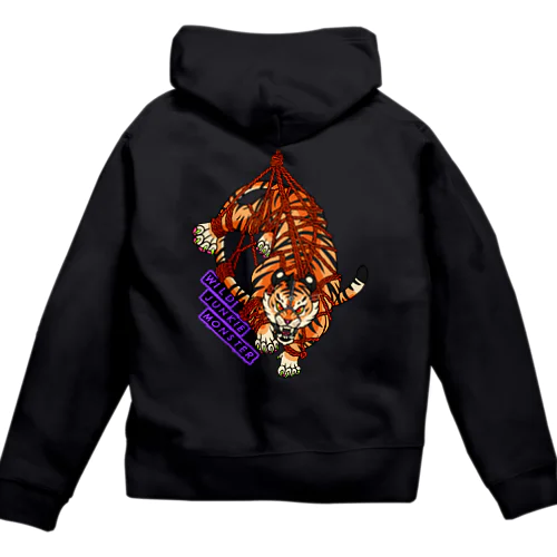 吊り緊縛トラ Zip Hoodie